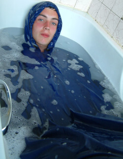 Bath in a poncho